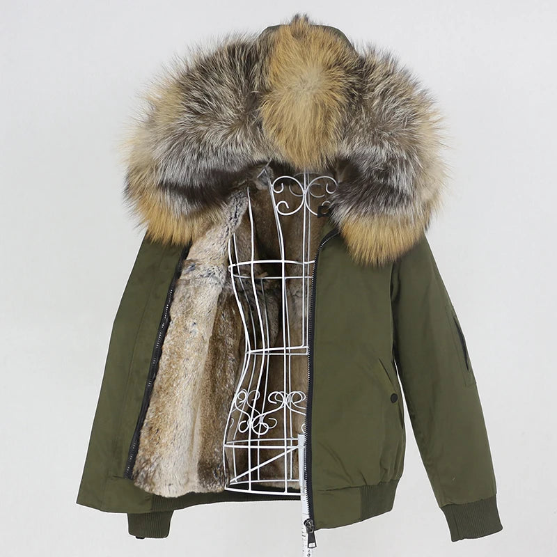 OFTBUY Waterproof Men Bomber Parka Winter Jacket Natural Real Raccoon Fox Fur Coat Collar Hooded Rabbit Liner Streetwear