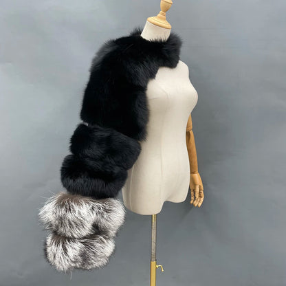 Fur Sleeve Women Fashion Luxury Real Fox Fur Coat Single Sleeve New Arrival