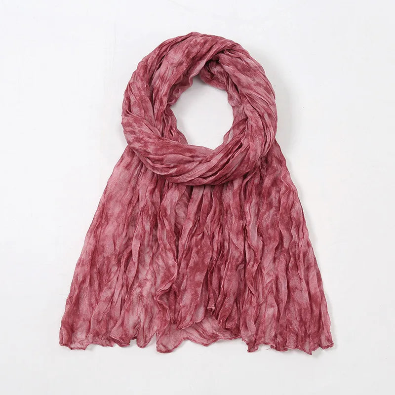 Spain Lovely Polka Floral Crinkle Viscose Shawl Scarf Lady Soft Thin Beach Wrap Pashmina Stole Bufandas Muslim Hijab 175*85Cm