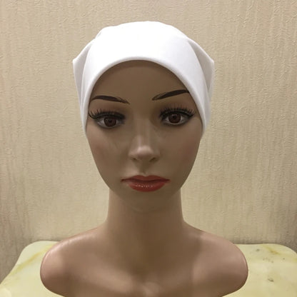 H066 Plain tube hat with cardboard underscarf Muslim Turban Pure Color Stretch Inner Hijabs Women Head Scarf Under Hijab Bonnet