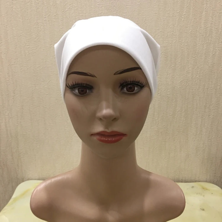 H066 Plain tube hat with cardboard underscarf Muslim Turban Pure Color Stretch Inner Hijabs Women Head Scarf Under Hijab Bonnet