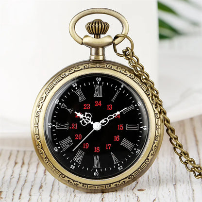 Bronze Retro Roman Numerals Display Quartz Pocket Watch Vintage Pendant Clock for Men Women Fob Sweater Chain / Hanging Chain