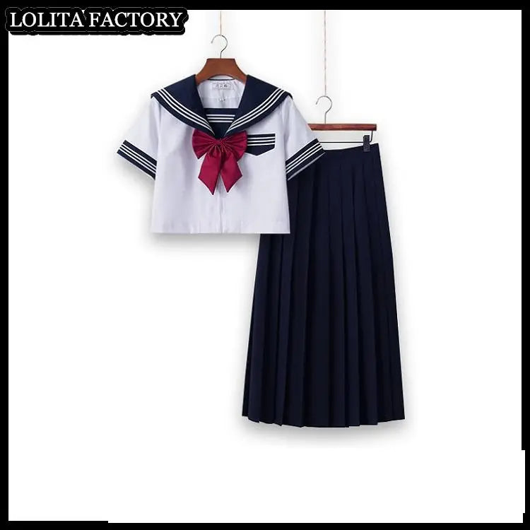Dark magic  JK sailor suit women's orthodox 80cm long skirt middle suit Japanese sailor's uniform academic school uniform