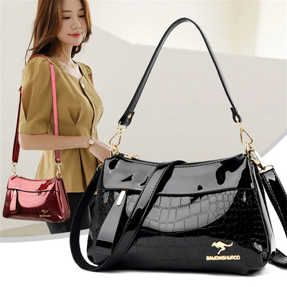 3 Layers Women Handbag Purses Luxury Designer Patent Leather Shoulder Messenger Crossbody Bags for Female Vintage Sac A Main New