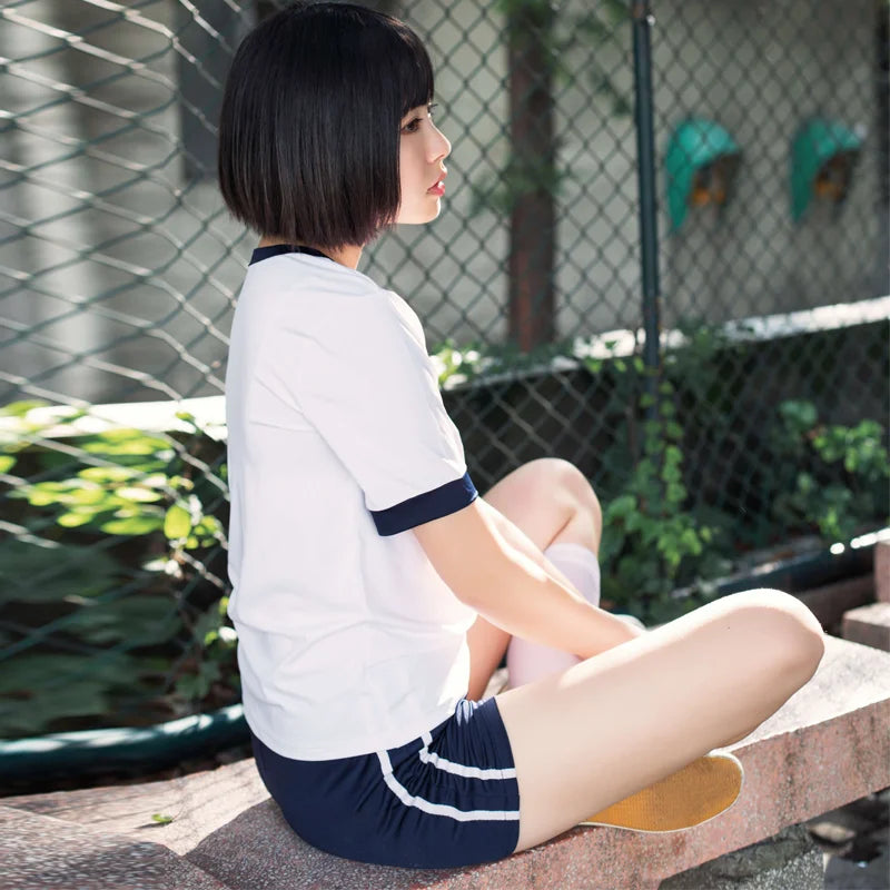 Japanese College Physical Education Sports School JK Uniform Gym Set Volleyball T Shirt Shorts Girl Women Jersey Gymnastics Suit