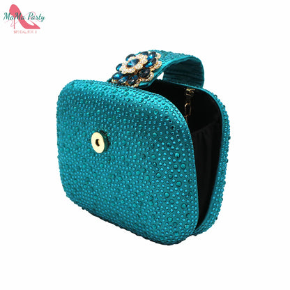 Buckle Strap Sandals Nigerian Women Shoes and Bag Set in Yellow Color with Shinning Crystal Italian Lady Shoes and Bag for Party