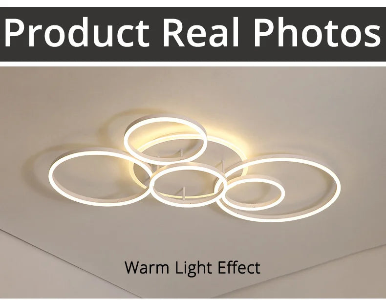 Modern Round Design Ceiling Lights For Living Room Bedroom Gold White Coffee Painted  Circle Rings Lighting Fixtures Luminaire