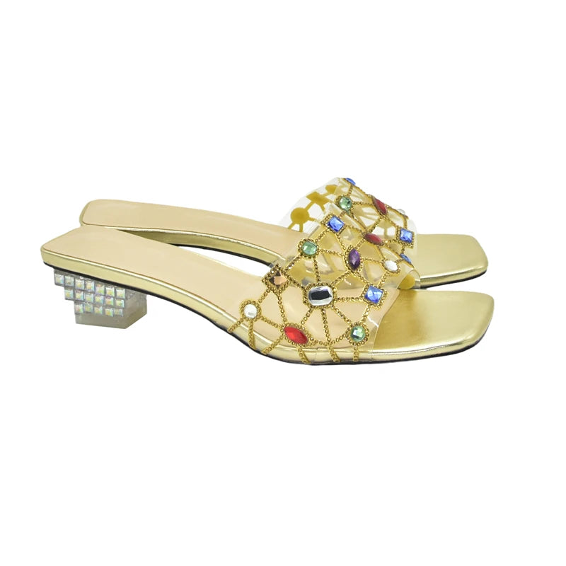 New Arrival Open Toe Shoes Clear Heels for Women Transparent Rhinstone Wedding Shoes Bride Women Shoe and Bag Set with Diamonds