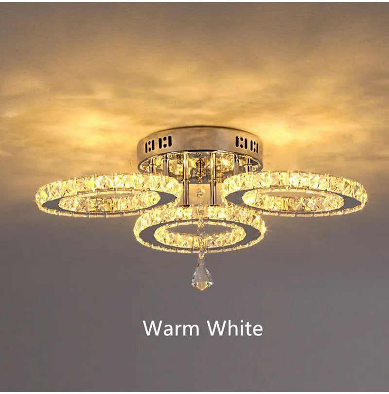 Modern Pendant Light Led Crystal Ring Ceiling Lamp Living Dining Room Chandelier Lustre Bedroom Luxury Home Decor Fixture Lumina