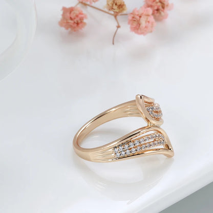 JULYDREAM Personality Cross Design Double Zircon Rings 585 Gold Color Wedding Party Luxury Women Jewelry Gothic Accessories