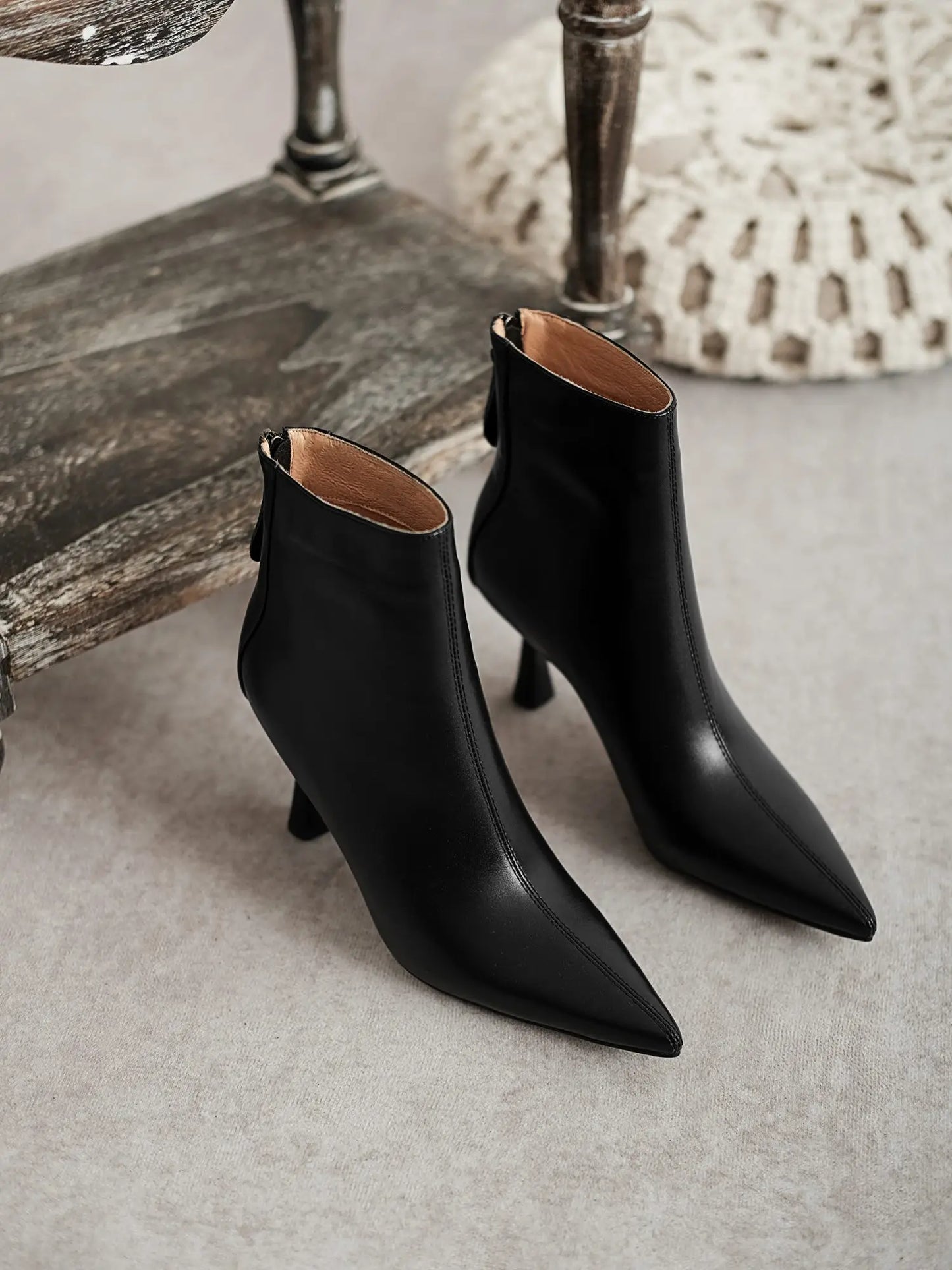 Krazing Pot Big Size 42 Cow Leather Pointed Toe High Heels Chic Design Concise Winter Spring Shoe Dress Warm Wedding Ankle Boots