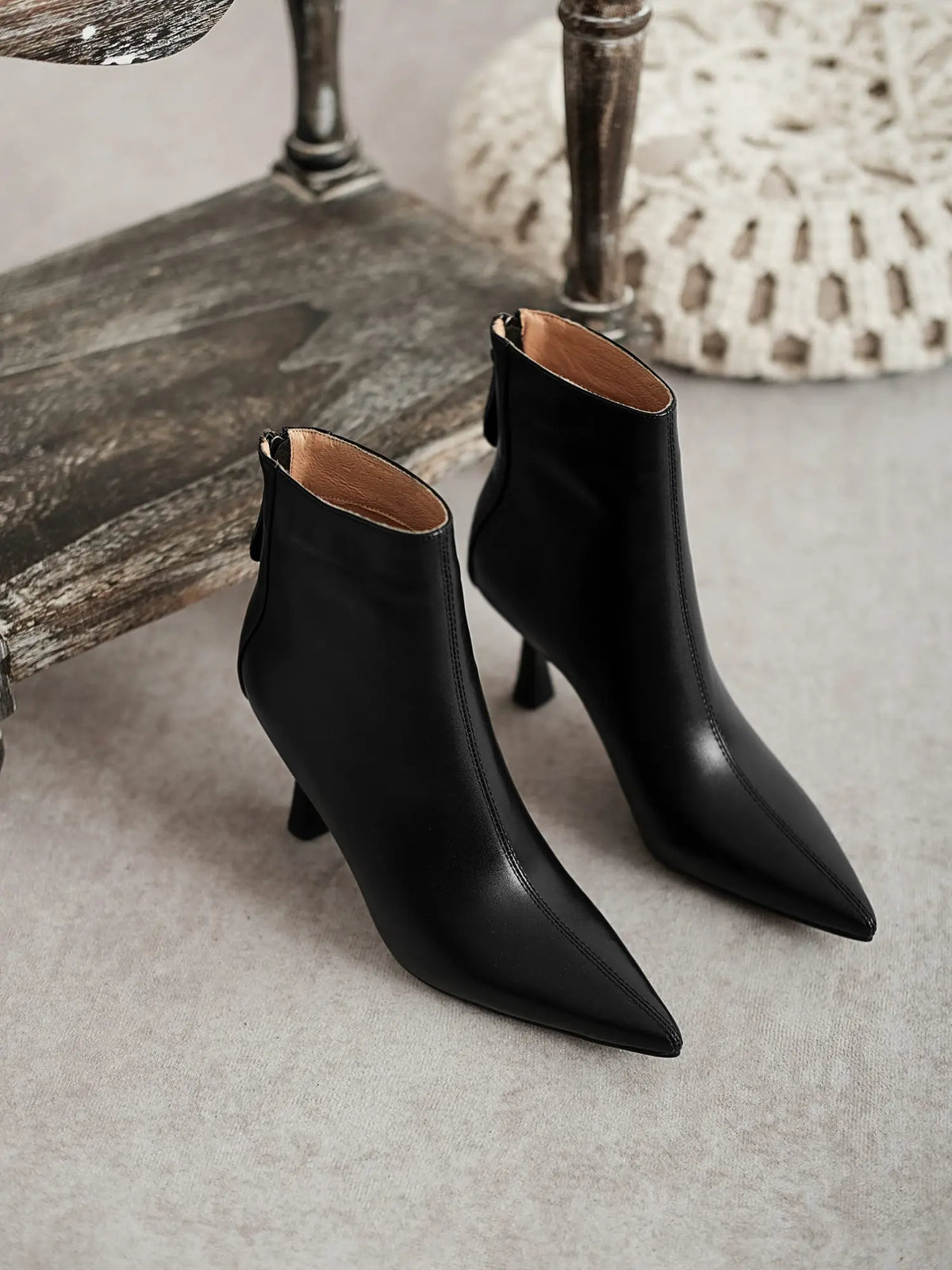 Krazing Pot Big Size 42 Cow Leather Pointed Toe High Heels Chic Design Concise Winter Spring Shoe Dress Warm Wedding Ankle Boots