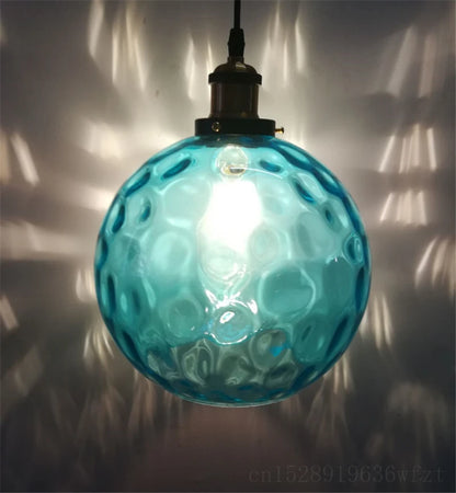 Modern LED Pendant Lights Blue Glass Ball Living Room Decor Home Decorations Kitchen Hanging Lustre Pendant Lamp Luminaria