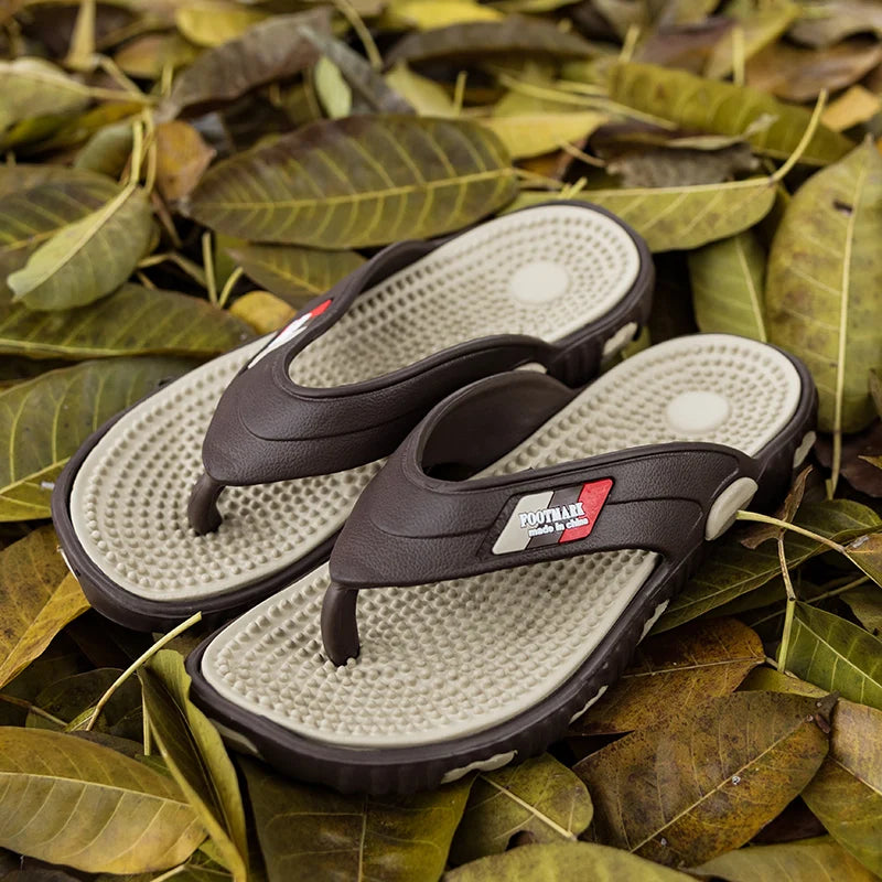 Ngouxm Summer Big Size Youth Slippers Men Massage Non-Slip Cool Outside Flip Flops Breathable Thick-Soled Toe Sandals