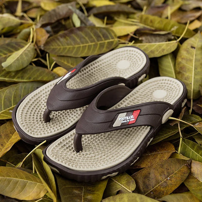 Ngouxm Summer Big Size Youth Slippers Men Massage Non-Slip Cool Outside Flip Flops Breathable Thick-Soled Toe Sandals
