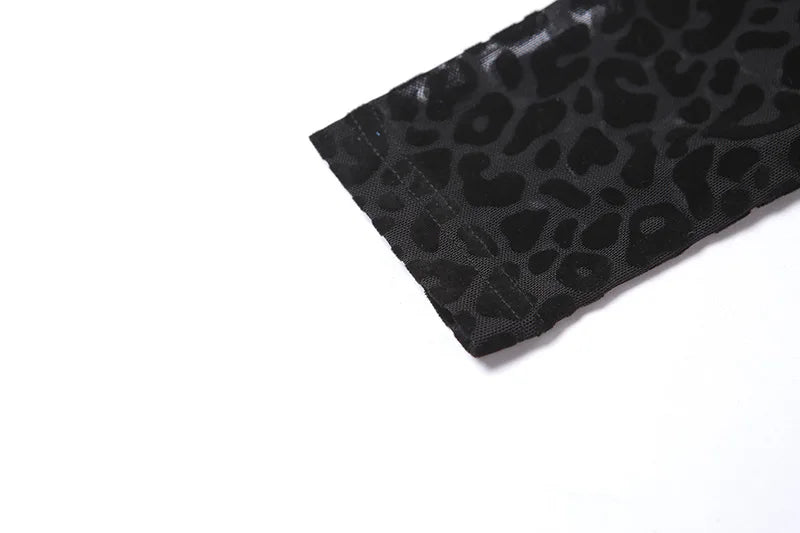 Shestyle Leopard Transparent Jumpsuits Women Skinny Back Zip Mock Neck Black Sexy 2021 Hot Animal Print Slim Clubwear Fitness