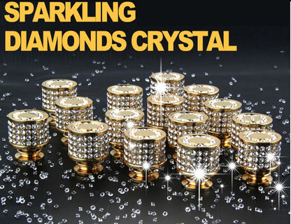 Crystal Drawer Pull Handles Diamond Sliver Wine Wardrobe Decotation Furniture Dresser Kitchen Cupboard Cabinet Knobs Gold Chrome