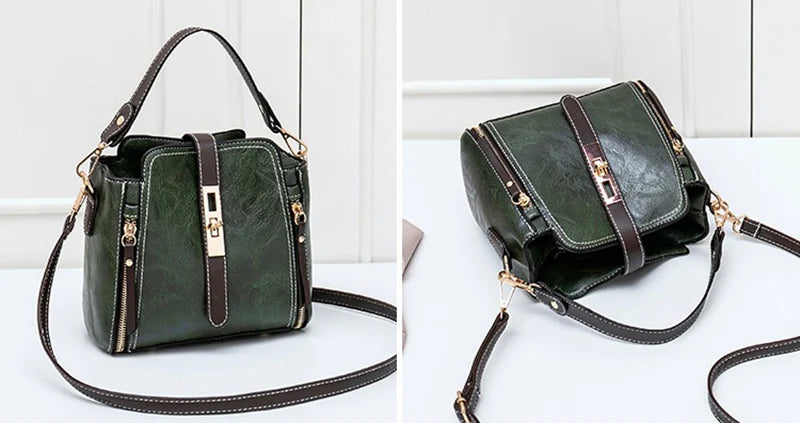 New Arrival PU Leather Bucket Shoulder Bags for Women Solid Color Crossbody Small Handbag Zipper Phone Purse Messenger Bag Pouch