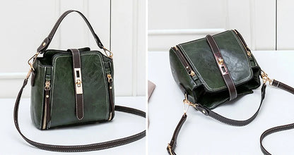 New Arrival PU Leather Bucket Shoulder Bags for Women Solid Color Crossbody Small Handbag Zipper Phone Purse Messenger Bag Pouch