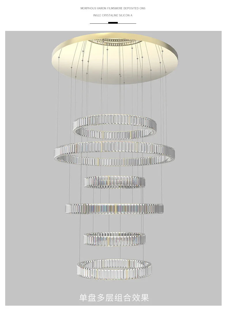 Modern Luxury Led Dimmable Pendant Lights Lustre Living Room Chandelier Lamp Fixtures Foyer Shiny Steel  Luminarias Light