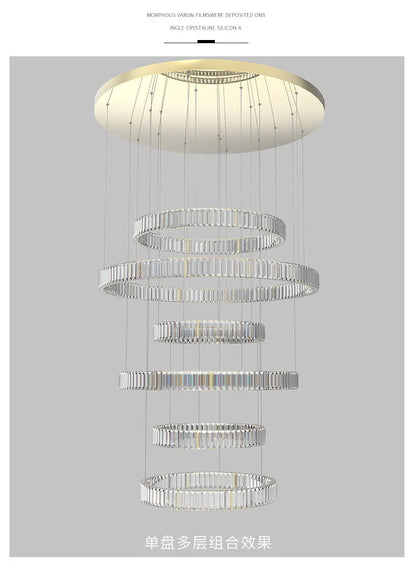 Modern Luxury Led Dimmable Pendant Lights Lustre Living Room Chandelier Lamp Fixtures Foyer Shiny Steel  Luminarias Light