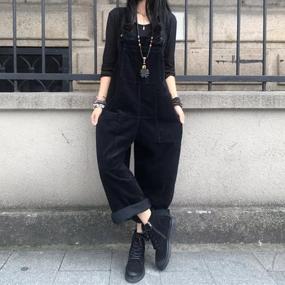 Corduroy Overalls Women's Summer Bib Jumpsuits ZANZEA 2026 Casual Suspender Harem Pants Female Solid Rompers Femme Oversize