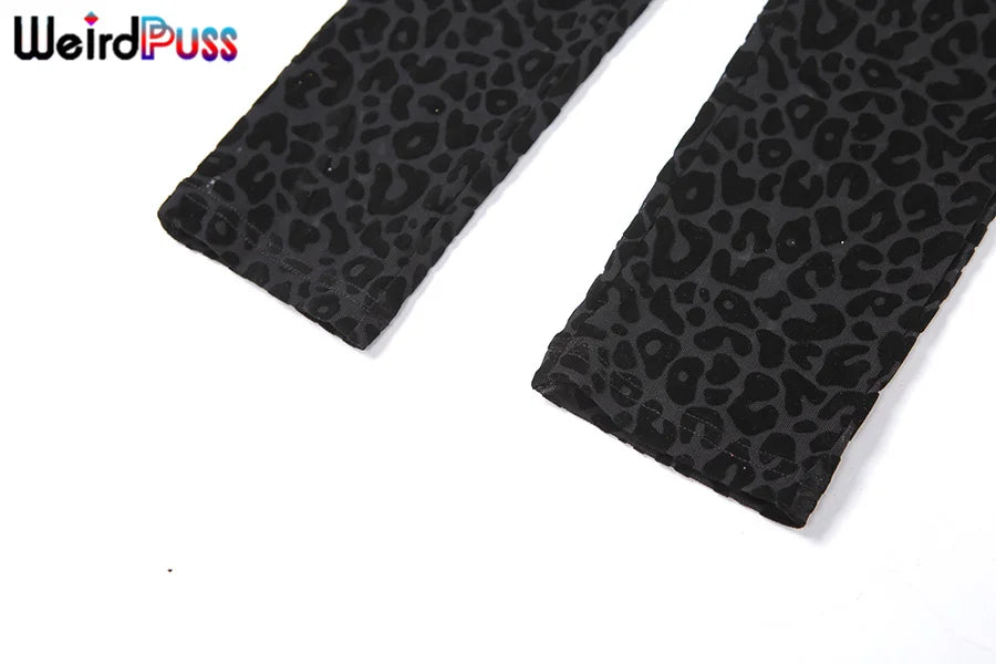 Weird Puss Leopard Print Sexy Skinny Women Jumpsuit Sleeveless Backless Fit Workout Activewear Party Nightclub Stretch Outfits