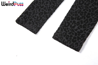 Weird Puss Leopard Print Sexy Skinny Women Jumpsuit Sleeveless Backless Fit Workout Activewear Party Nightclub Stretch Outfits