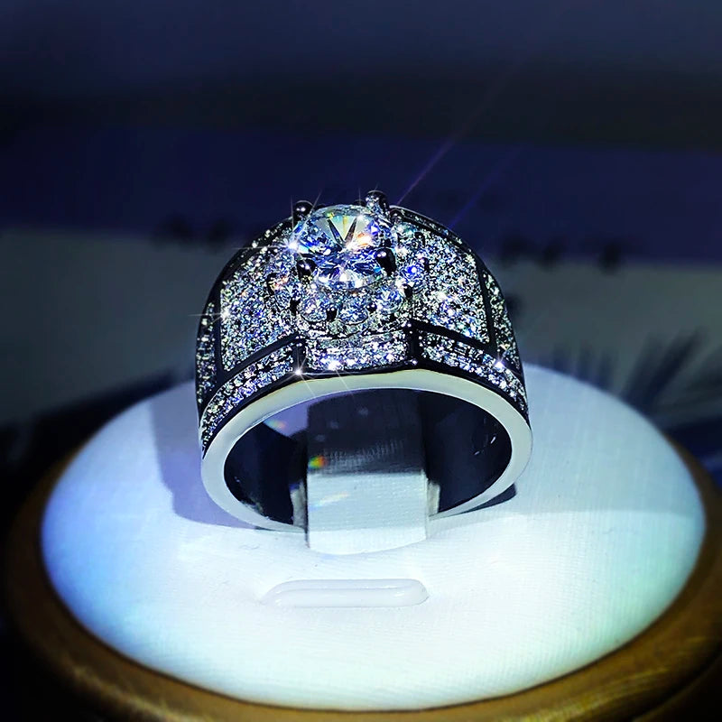925 Sterling Silver Hot Luxury AAA White Zircon Engagement Rings For Women Men Trendy Female Male Jewelry Birthday Wedding Party