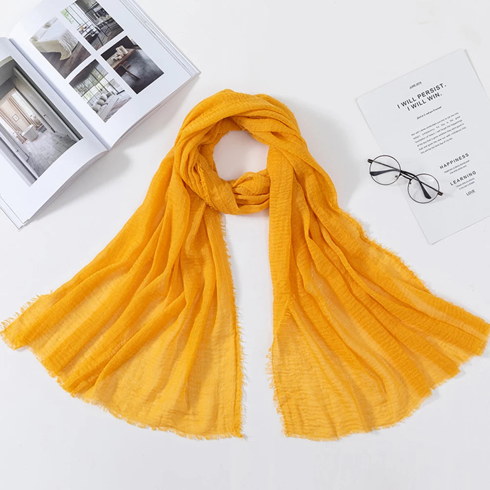 2026 Muslim Fashion Women Crinkle Hijab Scarf Soft Solid Head Scarves Turban Shawls and Wraps Hijab femme musulman kopftuch