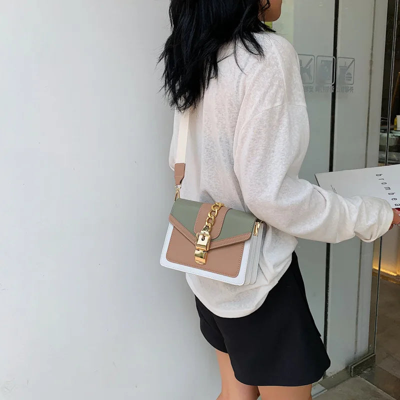 Yogodlns Small Summer Contrast Color PU Leather Crossbody Bags For Women New  Chain Shoulder Messenger Handbags Lady Hand Bag