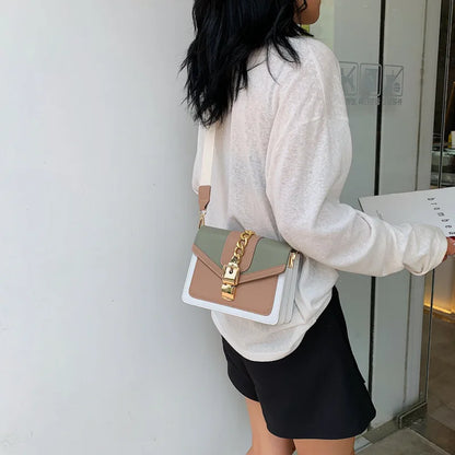 Yogodlns Small Summer Contrast Color PU Leather Crossbody Bags For Women New  Chain Shoulder Messenger Handbags Lady Hand Bag