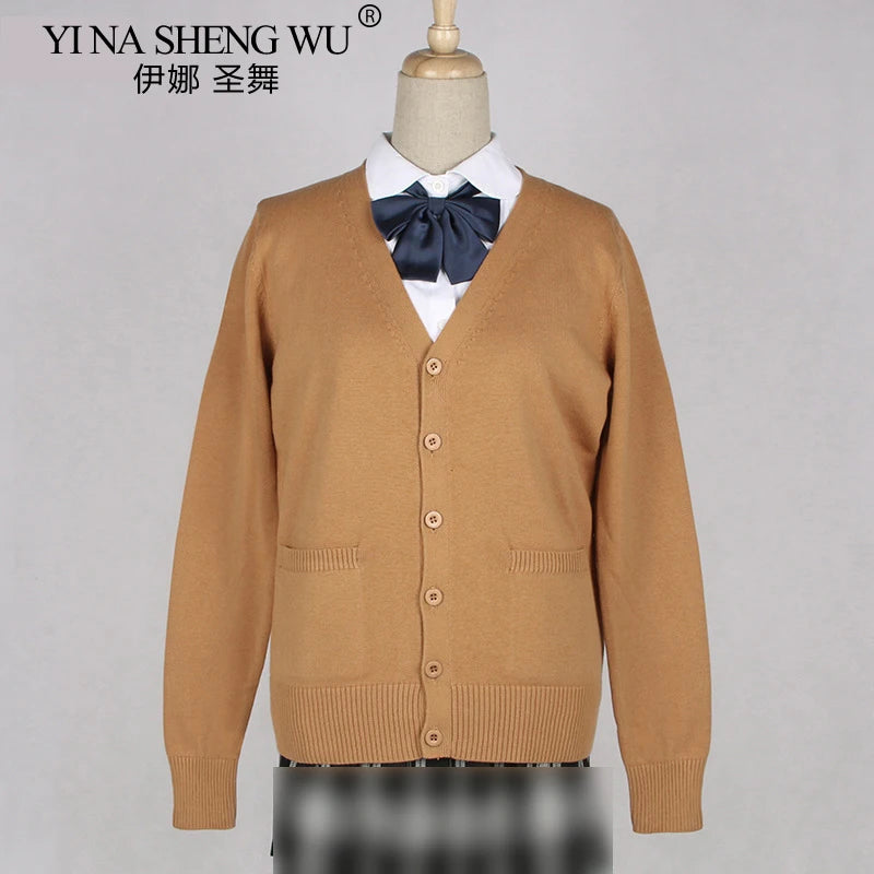 School JK Uniform Sweater Coat Anime Cosplay Costumes Cardigan Outerwear Sweater 16 Colour Long Sleeve Knitting Coat For Girls