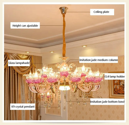Luxury Living Room Chandelier Crystals Glass Hall Main Pendant Lamps Restaurant Bedroom French Creative Hanging Light Luminaire