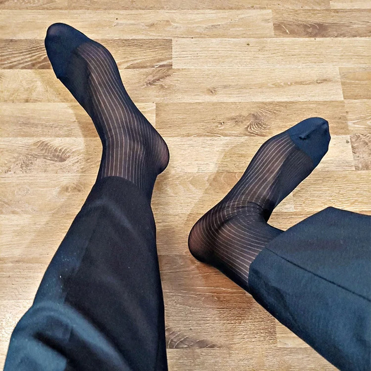 Dress Tube Socks Man Sheer Stockings Men Ultra Thin Erotic Formal Wear Socks Man Sexy Transparent Business Socks