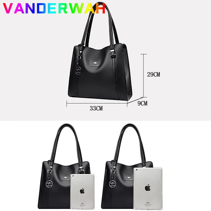 Genuine Soft Pu Leather Handbags for Women Vintage Shoulder Tote Bag Luxury Designer Ladies Large Capacity Purse Bags Sac A Main