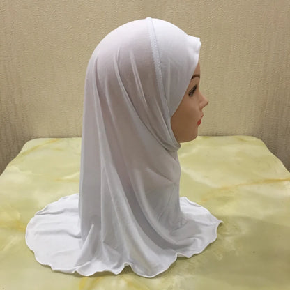 H061 Beautiful plain small girl hijab simple cute hijab hats women's caps can fit 2-6 years old girls