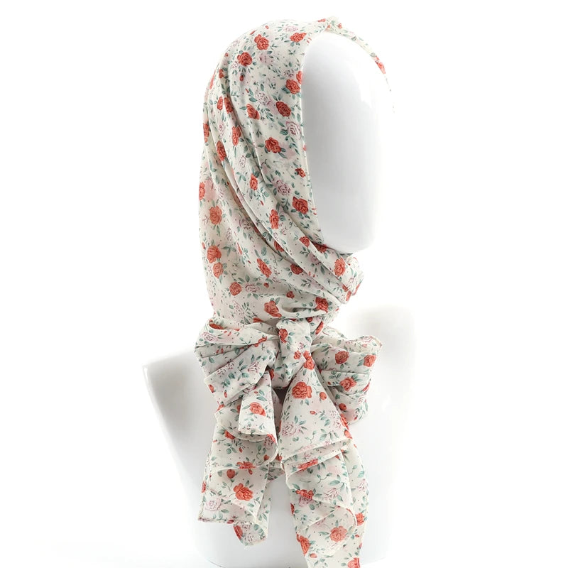 70*180cm Women Printed Soft Floral Muslim Chiffon Hijab Head Scarf Wraps New Designs