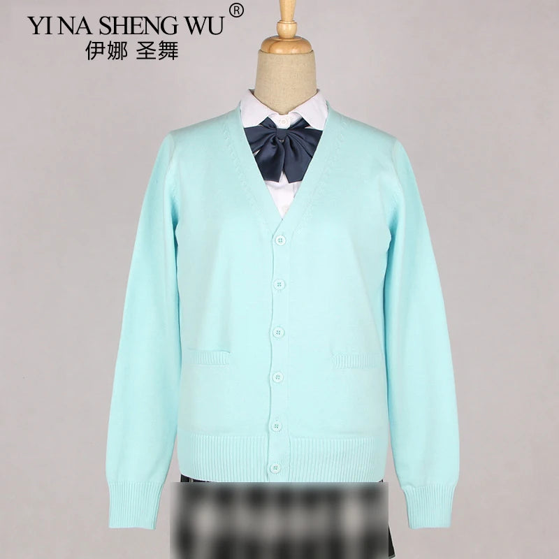 School JK Uniform Sweater Coat Anime Cosplay Costumes Cardigan Outerwear Sweater 16 Colour Long Sleeve Knitting Coat For Girls