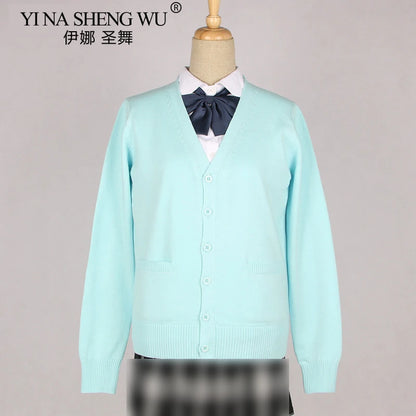 School JK Uniform Sweater Coat Anime Cosplay Costumes Cardigan Outerwear Sweater 16 Colour Long Sleeve Knitting Coat For Girls