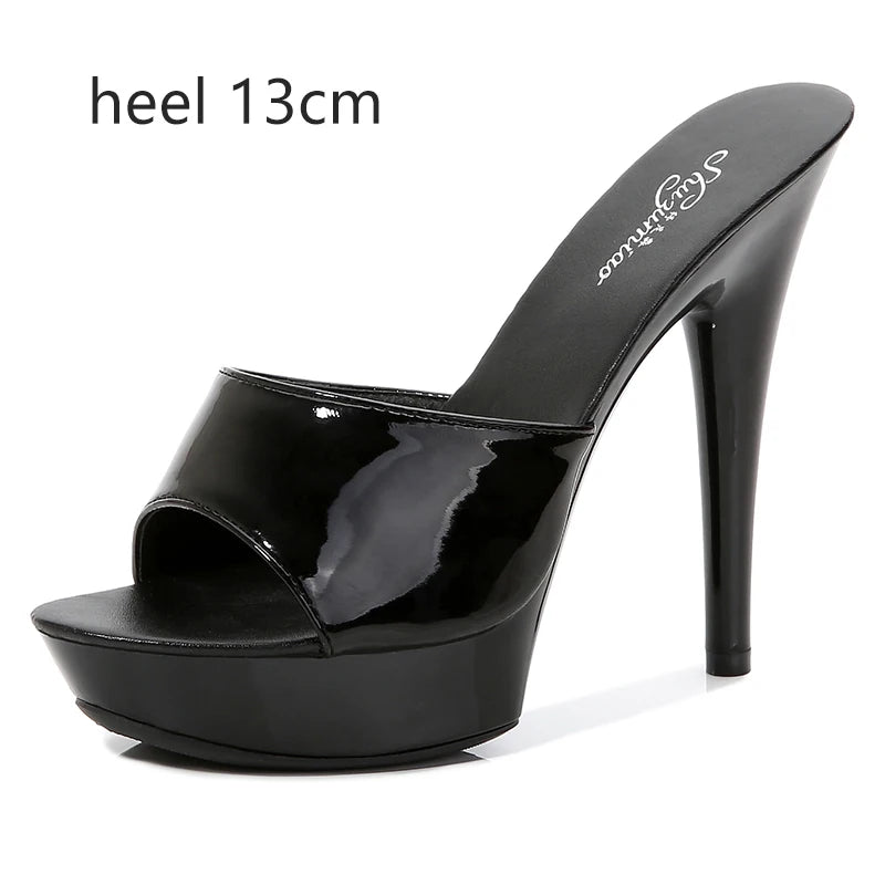 Women Shoes Sandals 2020 Summer Outside Slippers High Heels 9cm sexy High Platform Open Toe Stiletto Ladies Slides Party shoes