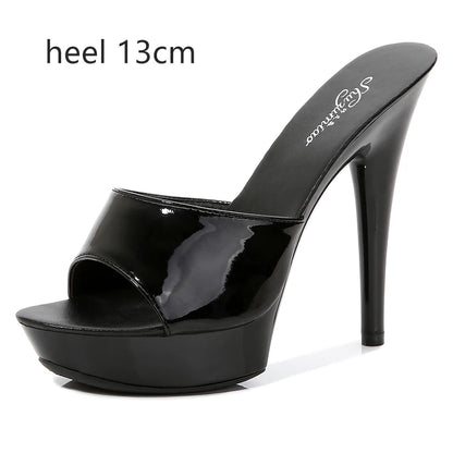 Women Shoes Sandals 2020 Summer Outside Slippers High Heels 9cm sexy High Platform Open Toe Stiletto Ladies Slides Party shoes