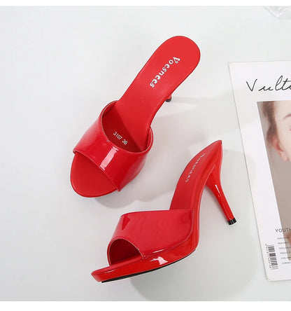 Women Shoes Sandals 2020 Summer Outside Slippers High Heels 9cm sexy High Platform Open Toe Stiletto Ladies Slides Party shoes