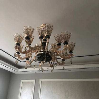 French Luxury Crystals Chandelier Living Room Bedroom Lamps Atmosphere Minimalist Ceramic Bedroom Crystal Lamp Villa Light Stair