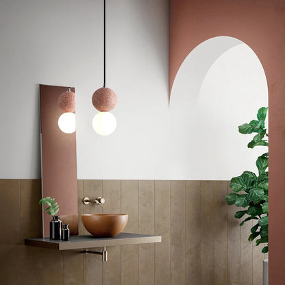 OUDELADI Cement Pendant Lights Bedroom Bedside Dining Decor Wood Glass ball Hanging Lamp Kitchen LED Lighting Luminaires
