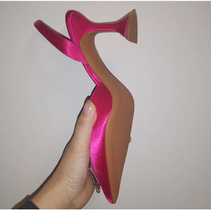 2025 Brand women Pumps luxury Crystal Slingback High heels Summer bride Shoes Comfortable triangle Heeled Party Wedding Shoes