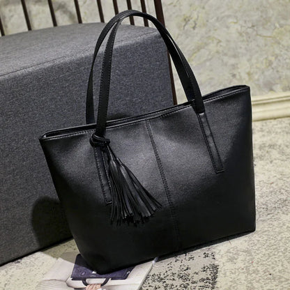 Ladies Large Capacity Handbags Women Retro Tassel Design Tote Luxury Brand PU Leather Shoulder Bag Female Top Handle Sac A Main
