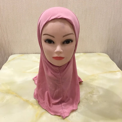 H061 Beautiful plain small girl hijab simple cute hijab hats women's caps can fit 2-6 years old girls