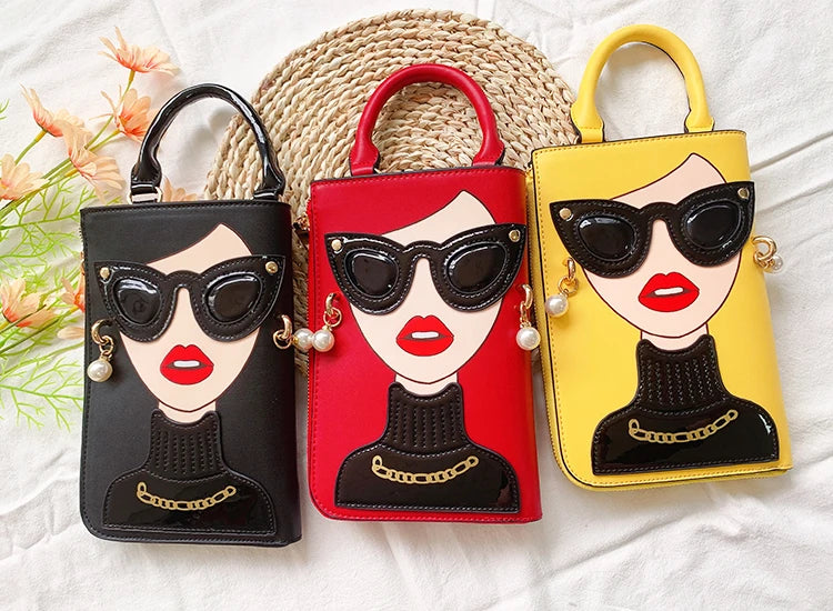 Sexy Lady Face Purses and Handbags for Women Fashion Designer Chain Shoulder Bag Party Clutch Funky Female Crossbody Bags 2022