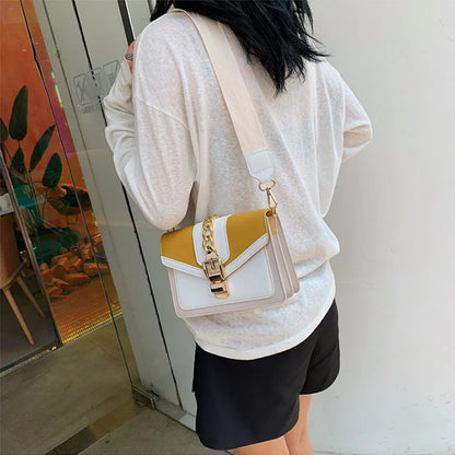 Yogodlns Small Summer Contrast Color PU Leather Crossbody Bags For Women New  Chain Shoulder Messenger Handbags Lady Hand Bag